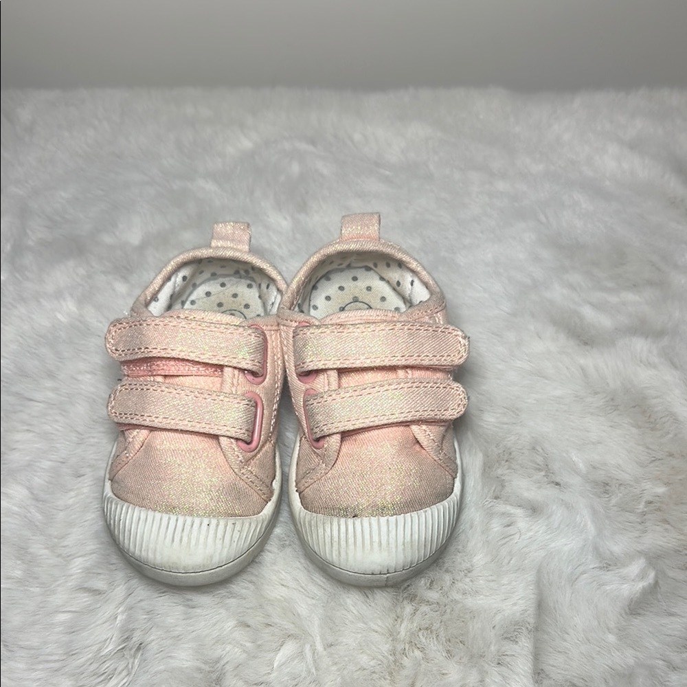 Cat & Jack size 5 Pink Floral Sneakers with Velcro Straps